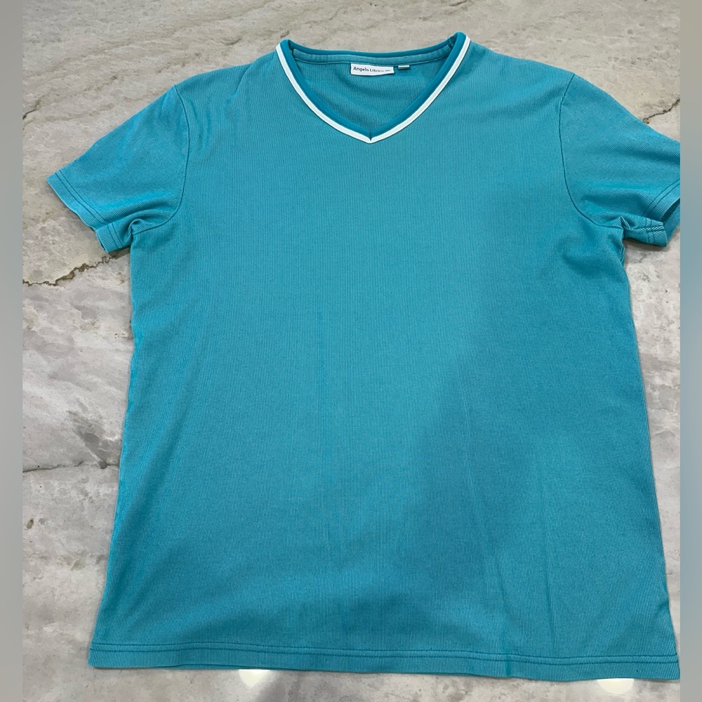 Angelo Litrico Women’s Teal V-Neck Short Sleeve Tee with Contrast Trim